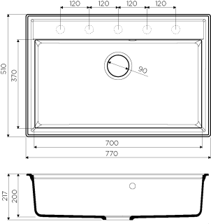 Мойка кухонная Omoikiri Daisen 77-BL Artgranit/черный